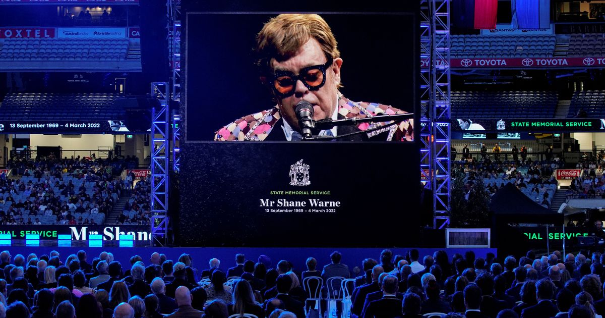 Elton John and Dannii Minogue lead stars at celebrity packed Shane Warne memorial
