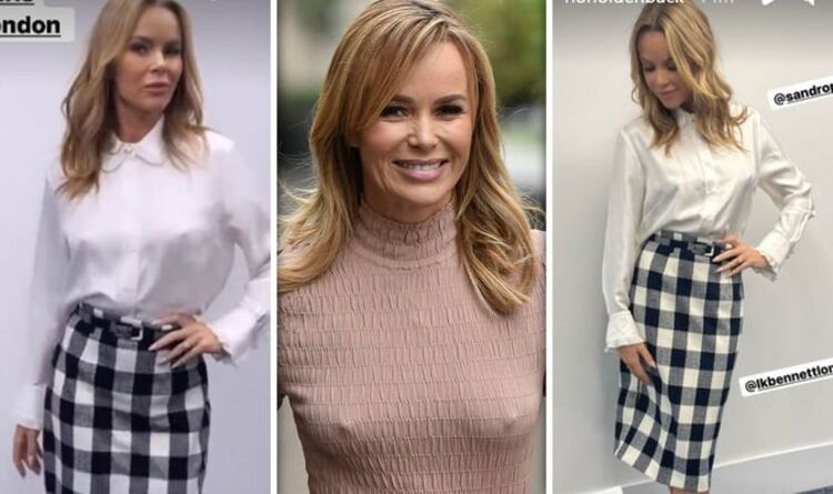 Amanda Holden, 51, puts on eye-popping display in silky blouse and figure hugging skirt | Celebrity News | Showbiz & TV