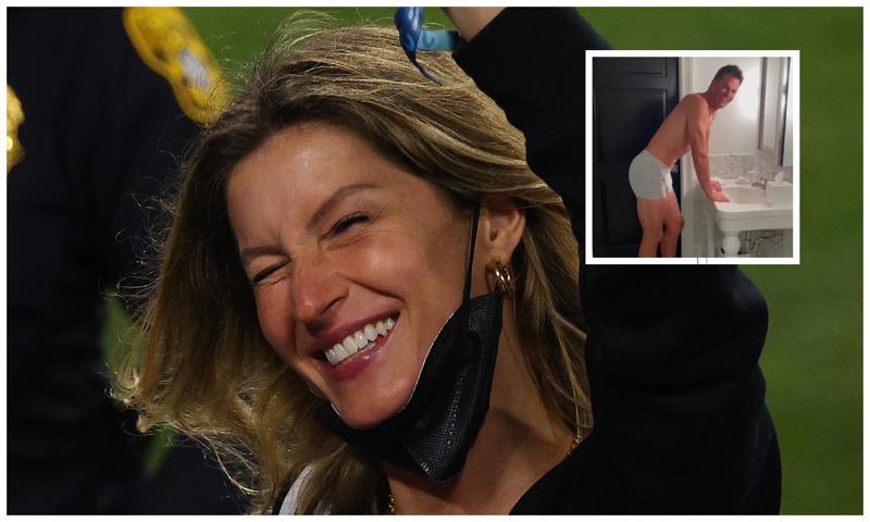 Gisele Bündchen catches Tom Brady checking himself out in briefs