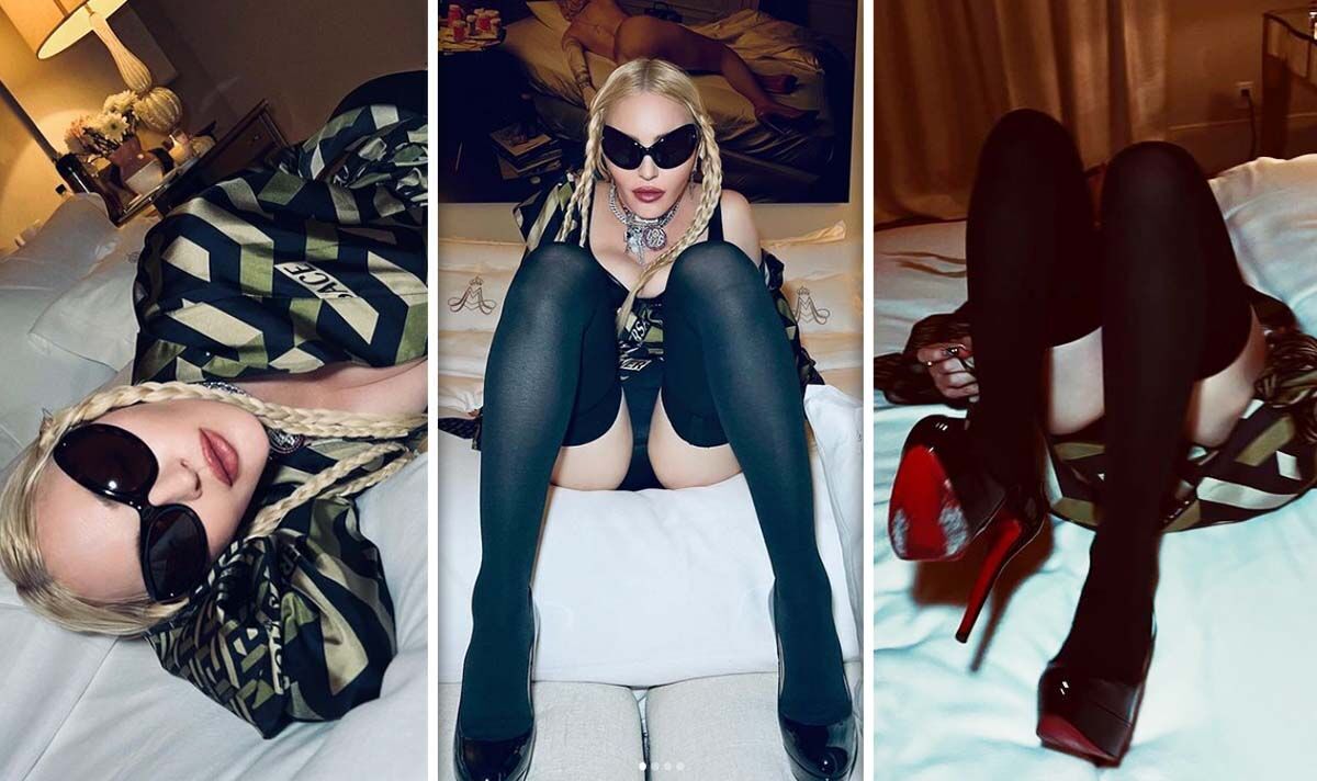 Madonna, 63, writhes around on bed wearing racy black stockings and killer heels | Celebrity News | Showbiz & TV