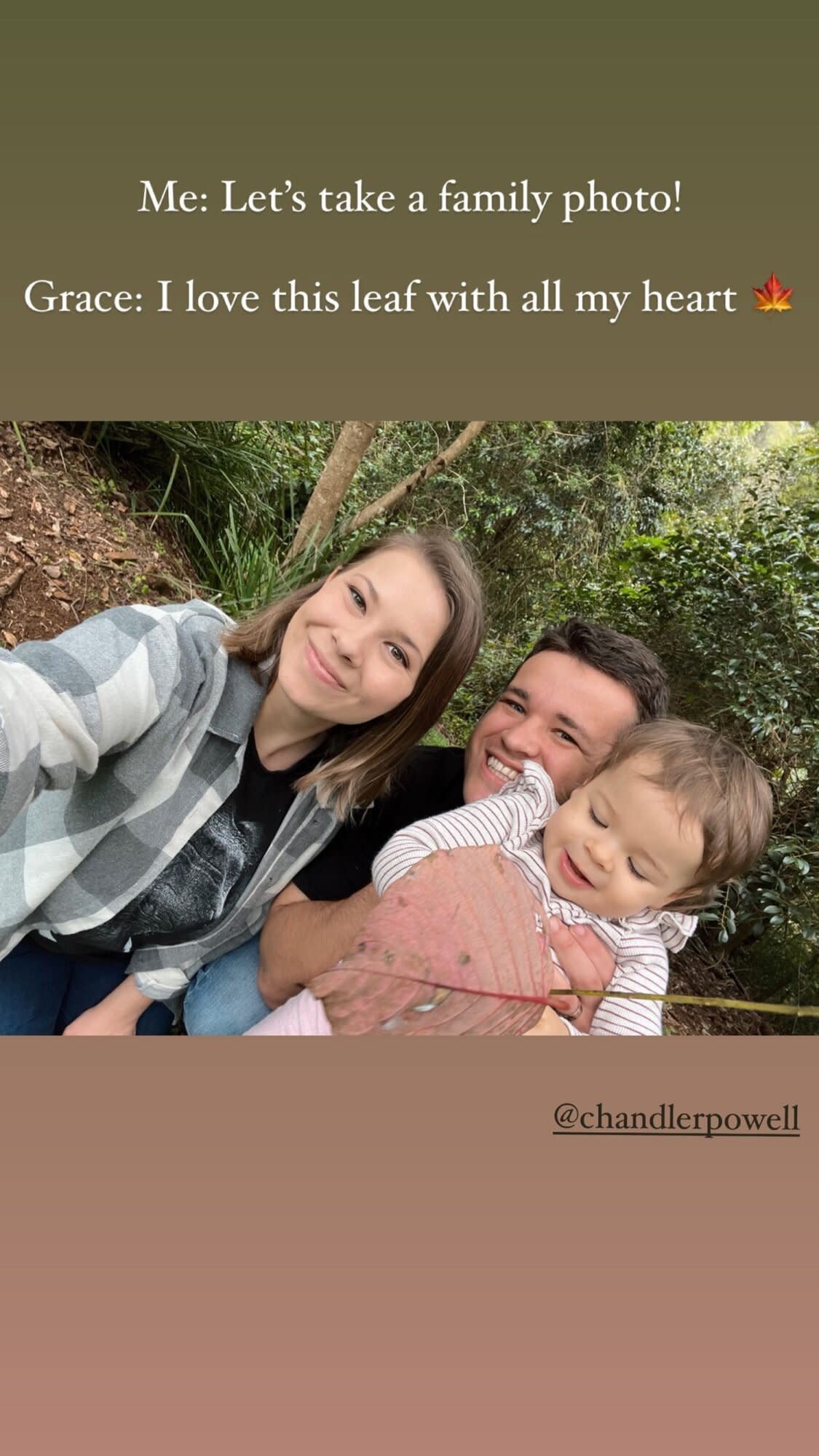 Bindi Irwin Shares Hilarious Failed Family Photo with Daughter Grace and Husband Chandler Powell