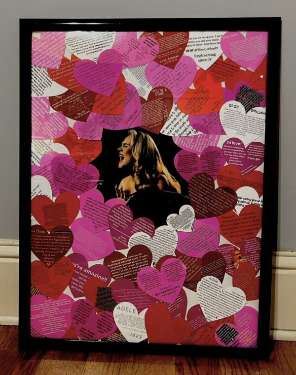 We started this project at the end of 2022.  Every single heart that was sent will be going to Vegas with me on 3/25. I hope that everyone enjoys this project as much as Emme and I enjoyed making it. @Adele catch some of our love, it’s in this frame. Thank you daydreamers!!♥️💖🤍 https://t.co/E6y754IpHQ