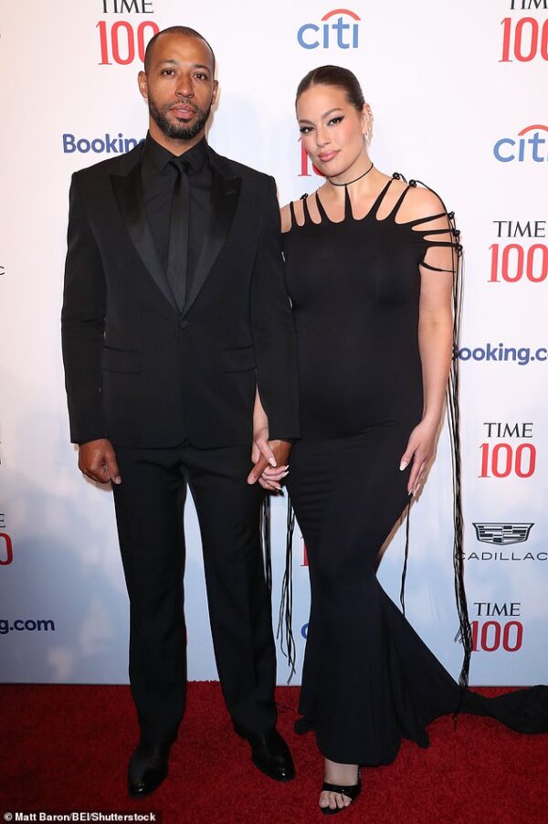 Ashley Graham stuns in edgy, figure-hugging black gown with cascading fringe straps at TIME 100 Gala
