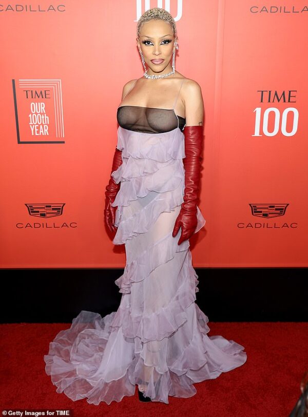 Doja Cat showcases fantastic figure in VERY  sheer dress at the Time 100 Gala in New York City