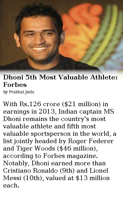 In 2013-14, @msdhoni was India's most valuable athelete. And the 5th most valuable athelete of the world, back then he used to earn more than Cristiano Ronaldo and Lionel Messi. https://t.co/jaDykv17pM