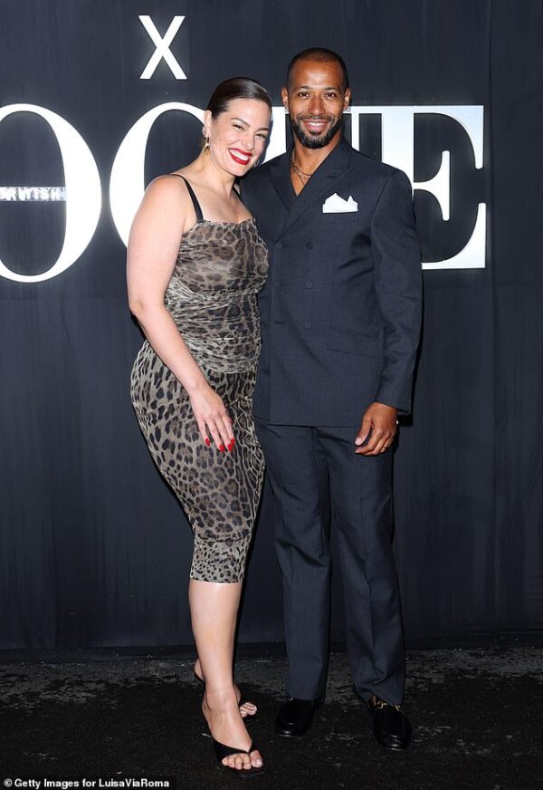 Ashley Graham packs on the PDA with husband Justin Ervin at the British Vogue and LuisaViaRoma event