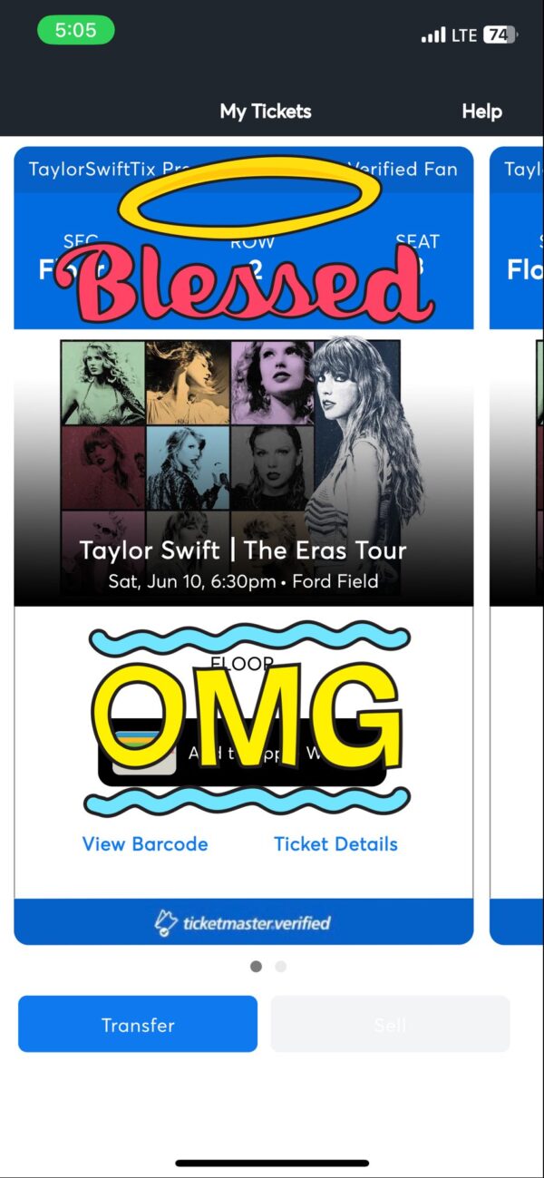 I’m SELLING TWO FLOOR SEAT FOR TAYLOR SWIFT THE ERAS TOUR TICKETS FOR JUNE 10Th FORD FIELD DETROIT, MI. WOULD BE TRANSFERRING THROUGH TICKETMASTER ALSO THE SEAT ARE PAIR TOGETHER 🏷️Taylor swift the eras tour 6/10 Detroit MI floor tickets