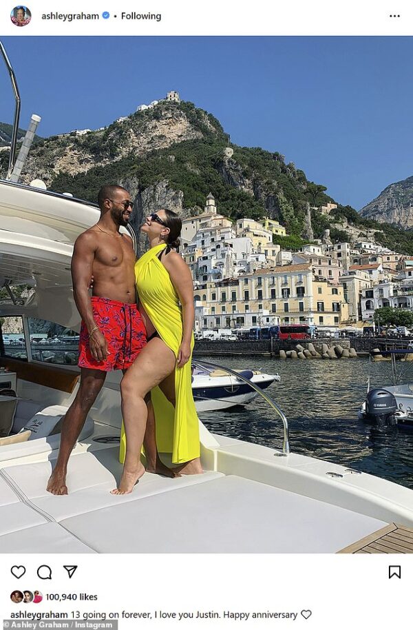 Ashley Graham celebrates her 13th anniversary with husband Justin Ervin by sharing stunning throwback of their vacation to the Amalfi Coast