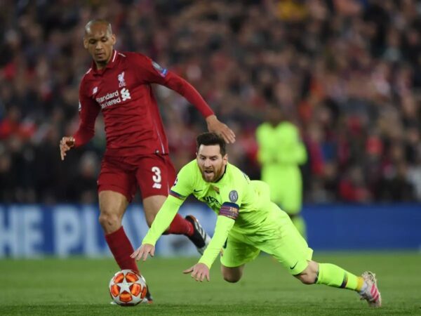 Fábio Henrique Tavares, aka Fabinho, pictured dominating Lionel Messi and Barcelona on Liverpool’s greatest European night at Anfield pic.twitter.com/hcMpjN1hyF