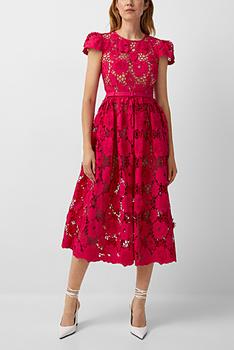 Poppy red floral lace dress