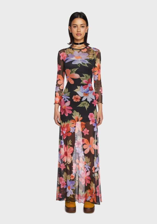 Delia’s Floral Print Mesh Maxi Dress