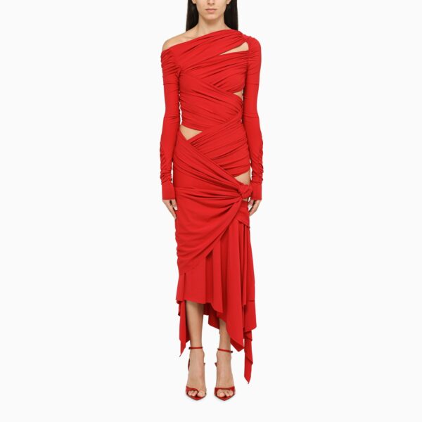 The Attico Red draped dress
