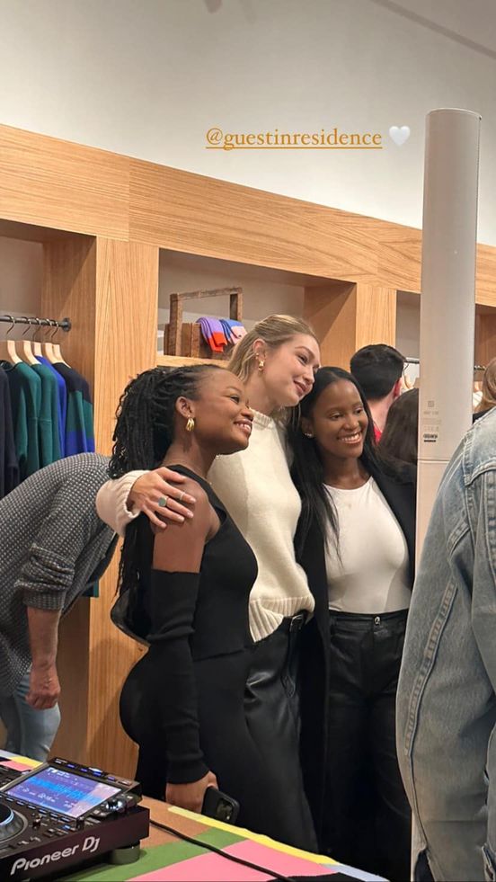 Gigi Hadid at the inauguration of the new Guest In Residence store in New York today