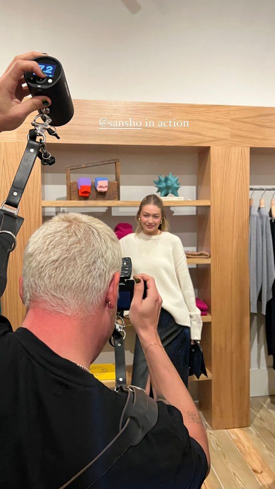 Gigi Hadid at the inauguration of the new Guest In Residence store in New York today