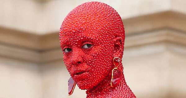 Doja Cat Wears Red Crystals for Schiaparelli Show At Paris Fashion Week