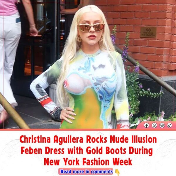 Christina Aguilera Rocks Nude Illusion Feben Dress with Gold Boots During New York Fashion Week 
Read more: https://chef.news20c…