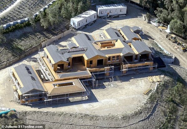 Kylie Jenner’s mega mansion in Hidden Hills continues to take shape as sprawling property on $15million plot of land boasts new roof amid ongoing construction