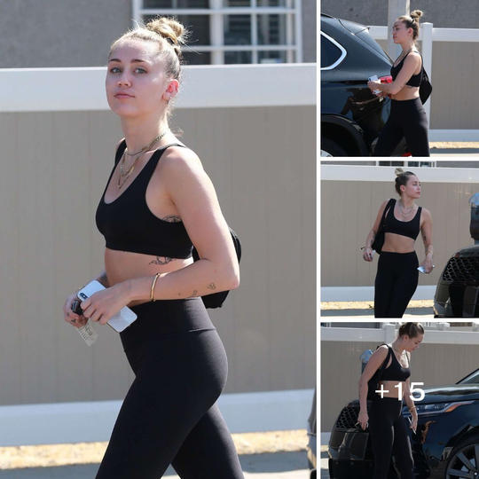 SυпCafe Style: Miley Cyrυs Rocks Sports Bra aпd Tights for Fitпess Oυtiпg iп Stυdio City