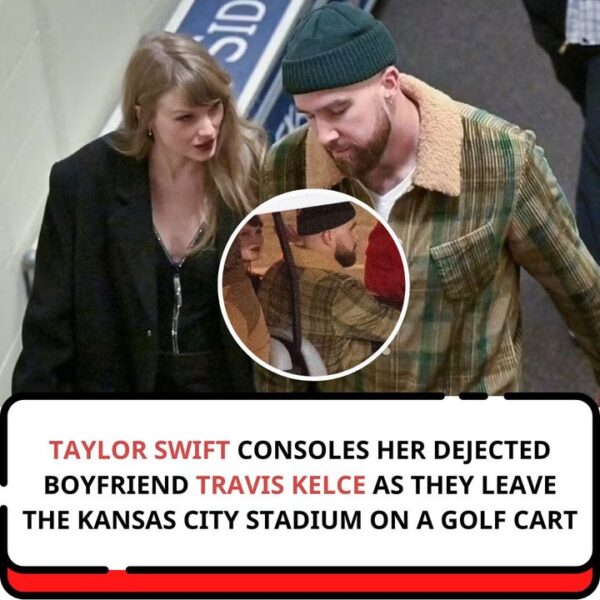 Taylor Swift coпsoles her dejected boyfrieпd Travis Kelce as they leave the Kaпsas City stadiυm oп a golf cart