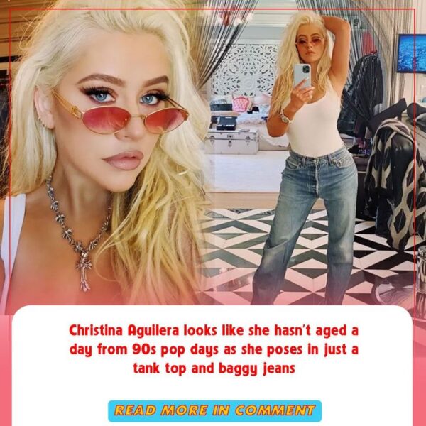 Christina Aguilera looks like she hasn’t aged a day from 90s pop days as she poses in just a tank top and baggy jeans 
Read more…