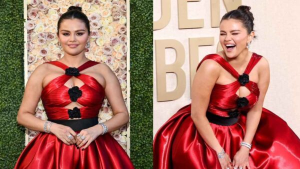 Golden Globes 2024: Selena Gomez modernizes 80’s frocks in vibrant red Armani Privé dress with fiery cut-outs