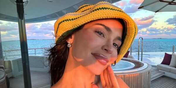 Kylie Jenner Pairs Her Floppy Crochet Hat With a Sparkling Pair of Diamond Earrings