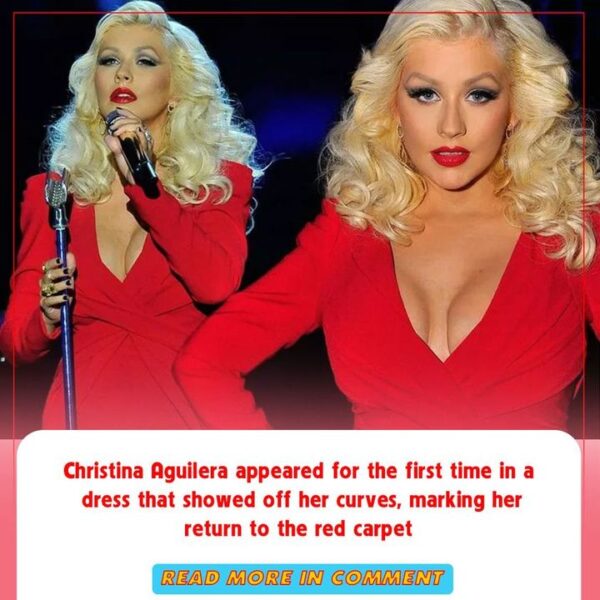 Christina Aguilera appeared for the first time in a dress that showed off her curves, marking her return to the red carpet