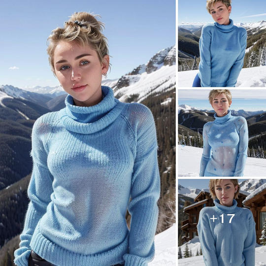 Miley Cyrus Embraces Winter Bliss Skiing in Style with a Cozy Blue Sweater on the Snowy Mountain Peaks ‎