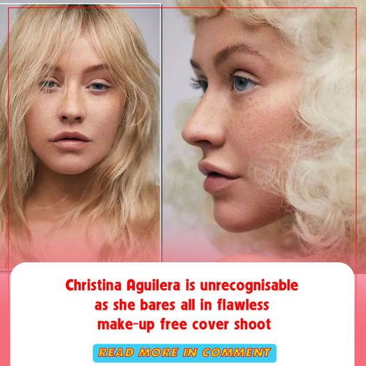 Christina Aguilera is unrecognisable as she bares all in flawless make-up free cover shoot