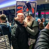 Political satirist and 2024 Democratic presidential hopeful Vermin Supreme mingles with voters outside of former UN ambassador and 2024 presidential hopeful Nikki Haley get-out-the-vote campaign rally in Manchester New Hampshire on January 19, 2024 | National