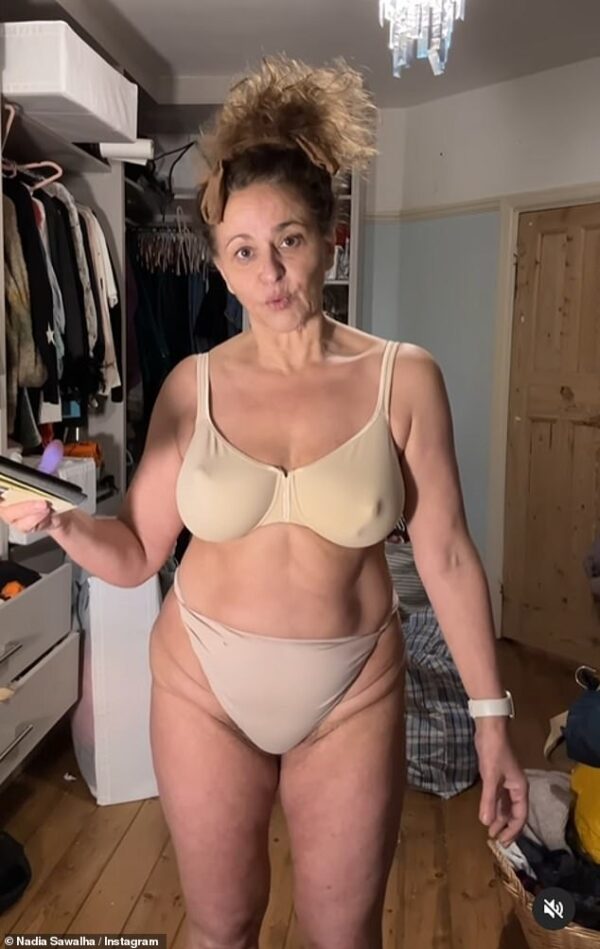 Loose Women’s Nadia Sawalha, 59, shows off her ‘real body’ as she strips down to her underwear in hilarious Kim Kardashian skit