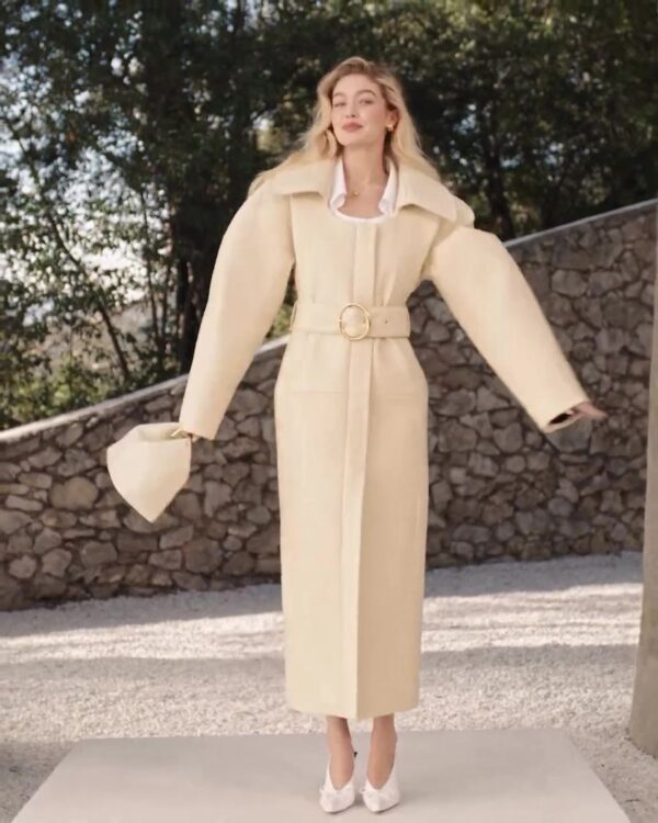 Gigi Hadid modeling for Jacquemus in Paris, France today