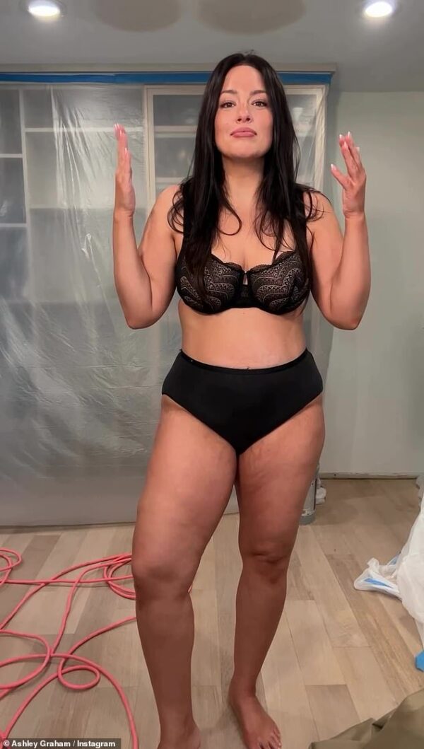 Ashley Graham flaunts her stunning curves in lacy lingerie as she reveals the ‘best business advice’ she’s ever received