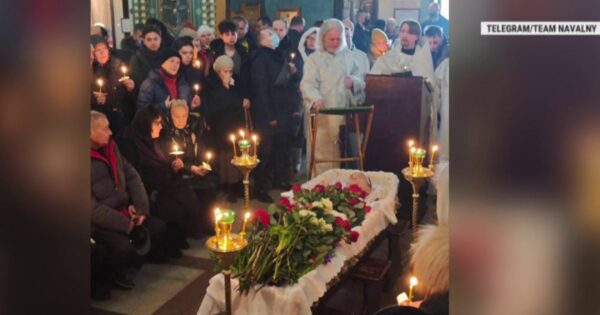 First images of Navalny’s casket inside the church