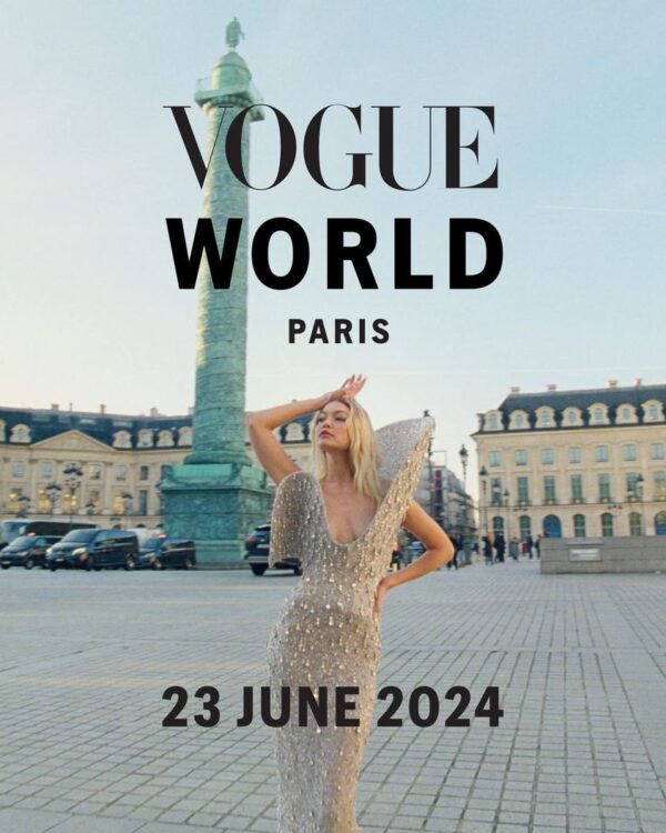 Gigi Hadid for the promotion of the third edition of Vogue World which will now take place in Paris on June 23rd during…
