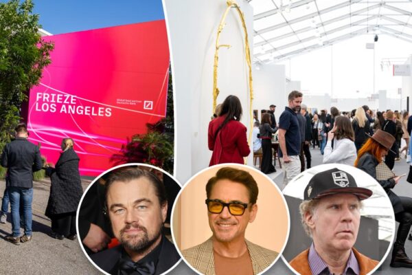 Robert Downey Jr., Leo DiCaprio, Will Ferrell at Frieze fair