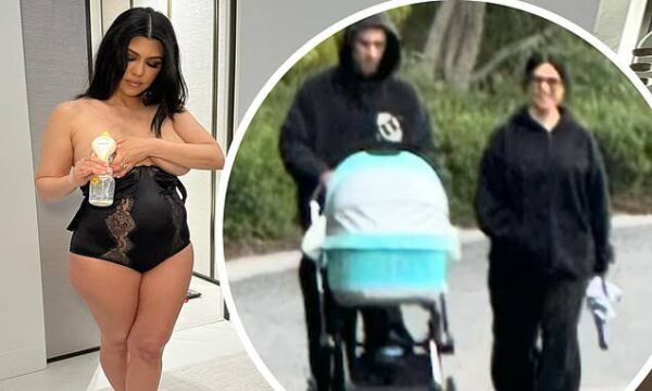 Kourtney Kardashian PUMPS breast milk in sexy black lace lingerie