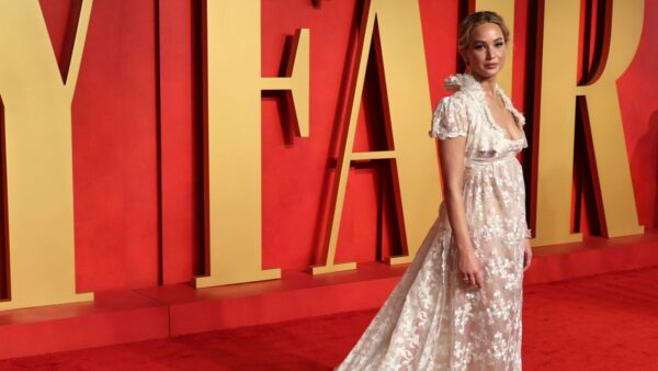 Jennifer Lawrence Wears Kate Moss’ Sheer Dress to 2024 Vanity Fair Oscars Party