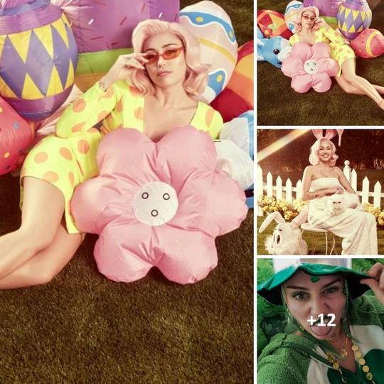 Check out Miley Cyrus rocking giant ears and getting a playful spank from the Easter Bunny in this fun holiday photoshoo…