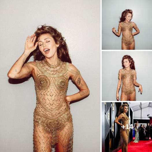 Miley Cyrus stuns in a showstopping plunging nude dress at the BRIT Awards, showing appreciation to her fans amidst fami…