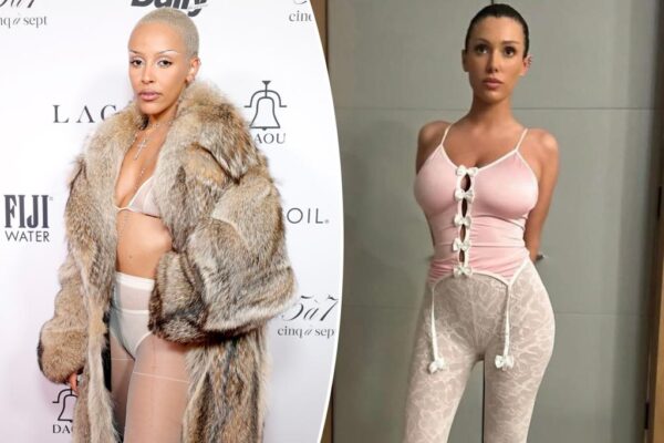 Doja Cat channels Bianca Censori in nothing but underwear, tights and a fur coat at Daily Front Row Awards