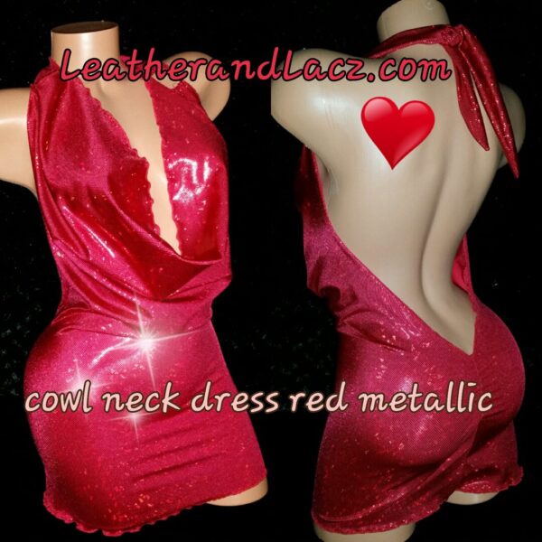 Cowl Neck Party Dress Sexy. Club Dress, Mini, Tight Fitting Stripper Dress Exoticwear, Black, Red, or White, Custom Made