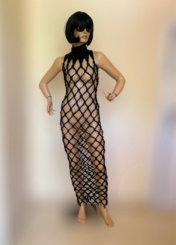 Black Fishnet Mesh Top,fishnet Dress,netted Women Tops ,go Go Dance Club Wear Rave,black Stretched Cover up Dress