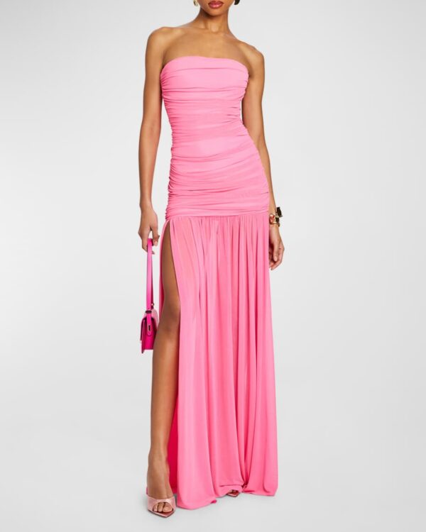 Retrofete Adele Ruched Strapless Maxi Dress