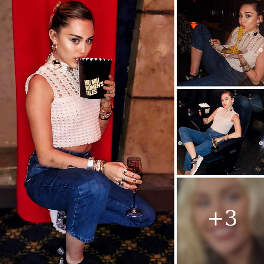 Miley Cyrus Slurps Pasta In See-Through Top ‎