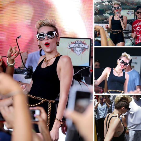 Superstar vibes at Y100 MackAPoolooza Pool Party in Miami with Miley Cyrus making waves and turning heads ‎