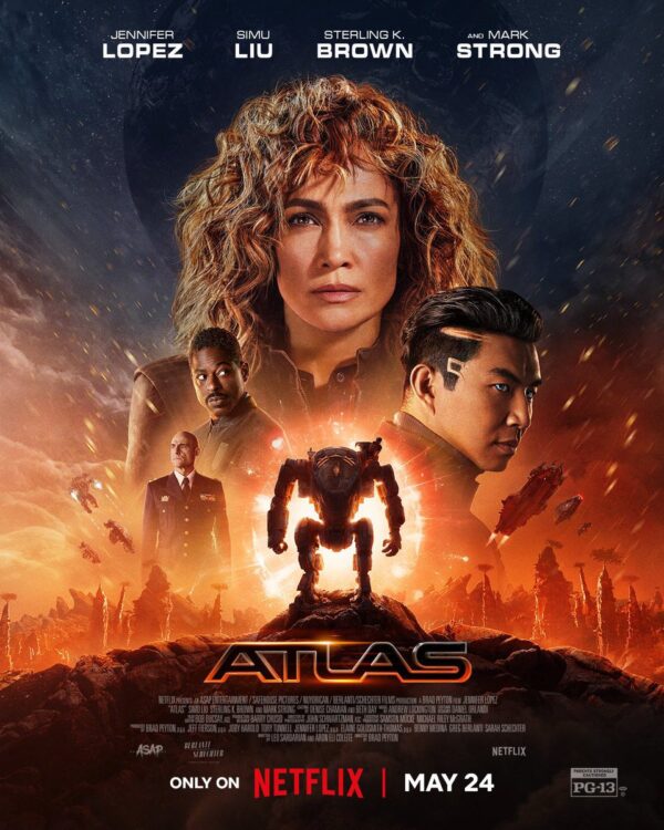 Novo pôster de ‘ATLAS’, estrelado por Jennifer Lopez, Simu Liu, Sterling K. Brown e Mark Strong. https://t.co/KrlSCrvXf1