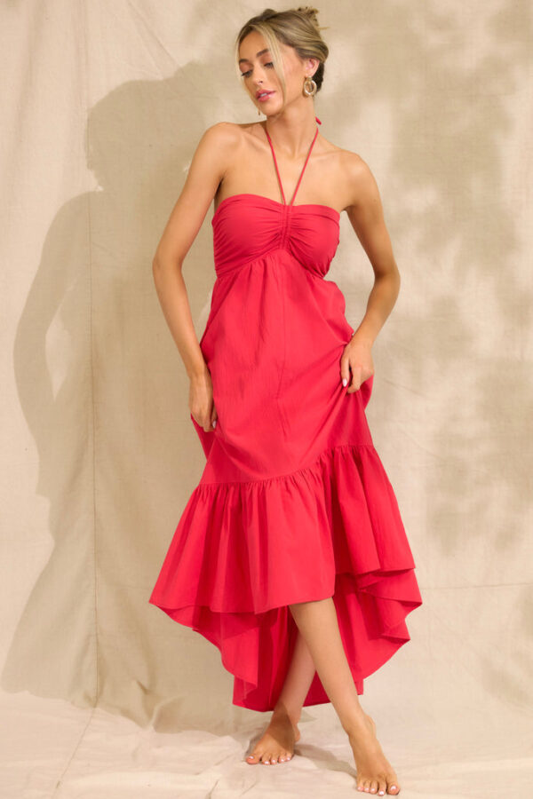 Red Halter Midi Dress – All Dresses
