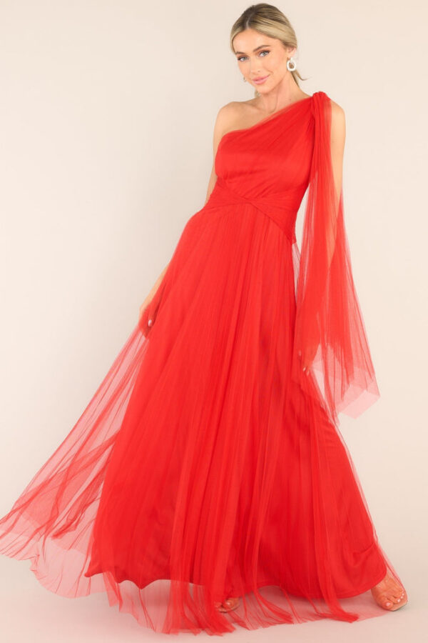 One Shoulder Red Formal Dress – All Dresses