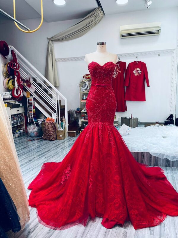 Beautiful Red Wedding Dress Made to Order, Stunning Strapless Red Trumpet Bridal Gown With Corset Top, Cute Bow, Fit and Flare Skirt – Etsy Israel